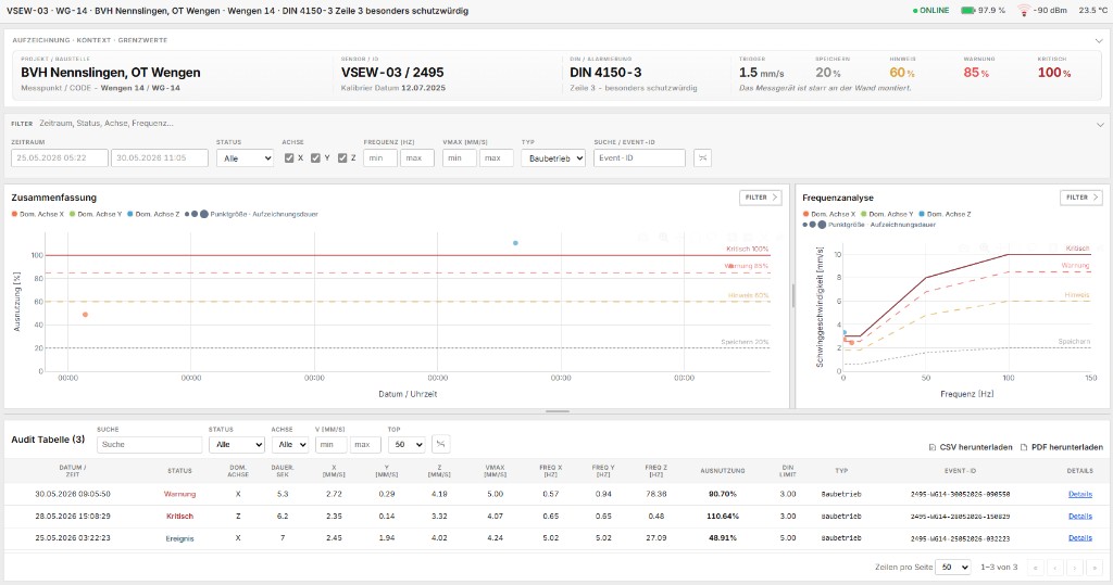 Sensor VSEW-03 - Zusammenfassung und Frequenzanalyse